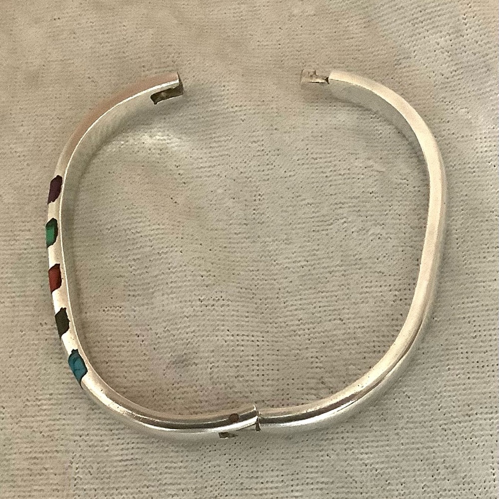 Vintage 925 Solid Silver Hinged Bangle Bracelet W… - image 7